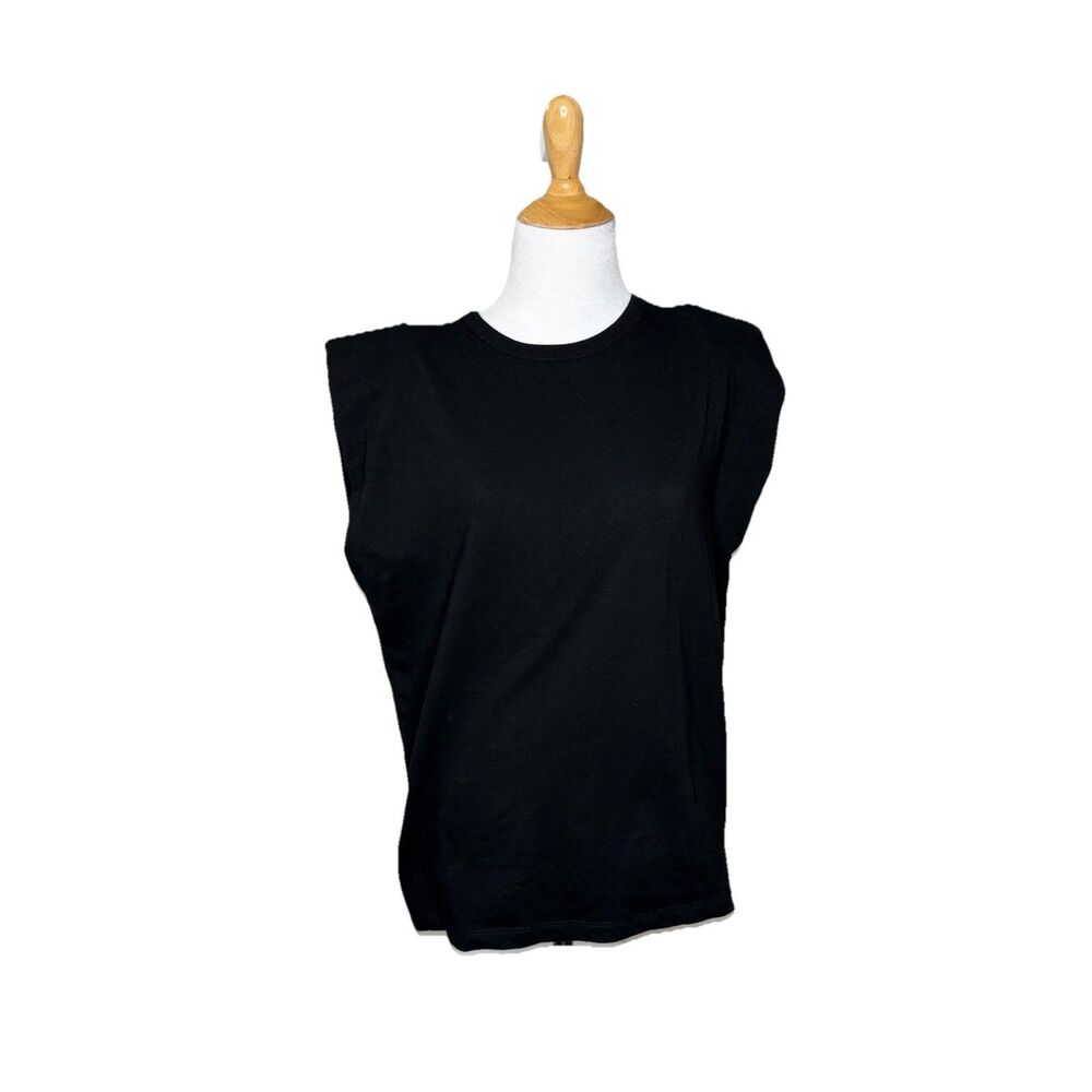 Forever 21 Padded Shoulder Muscle Tank Top Black Cotton Size Small Womens